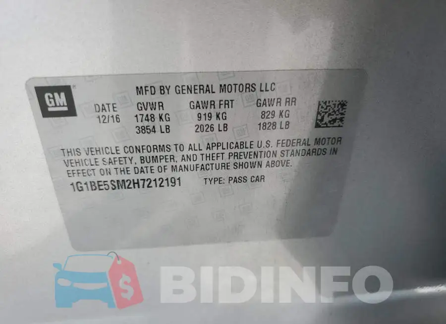 1G1BE5SM2H7212191 Photo# 12