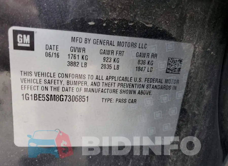 1G1BE5SM8G7306851 Photo# 12
