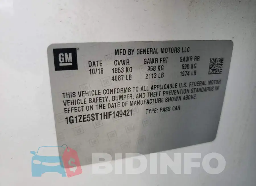 1G1ZE5ST1HF149421 Photo# 12