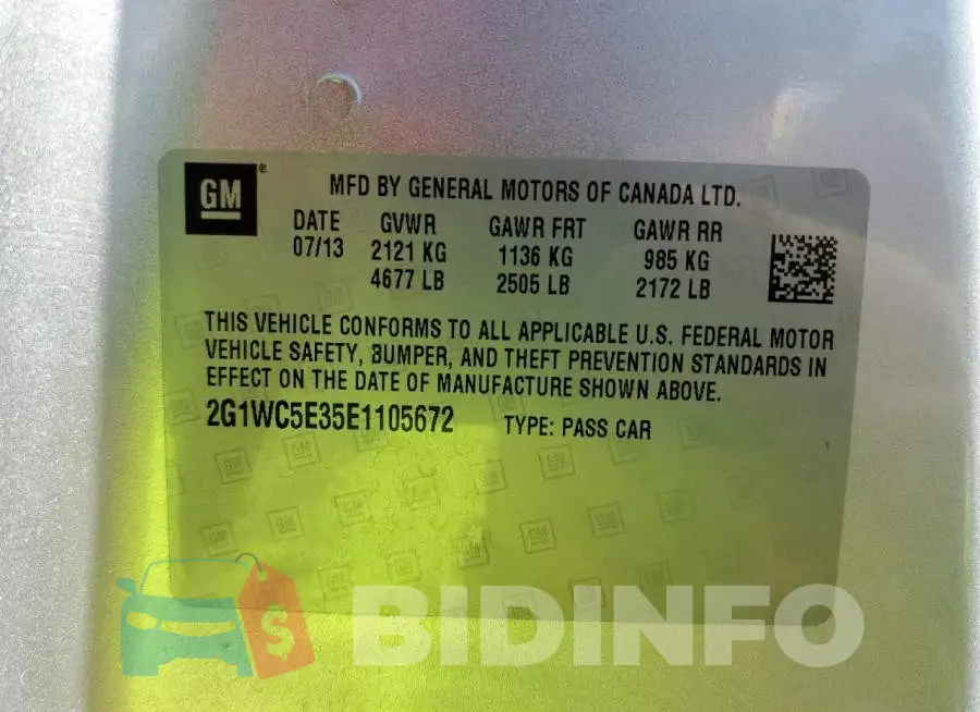 2G1WC5E35E1105672 Photo# 12