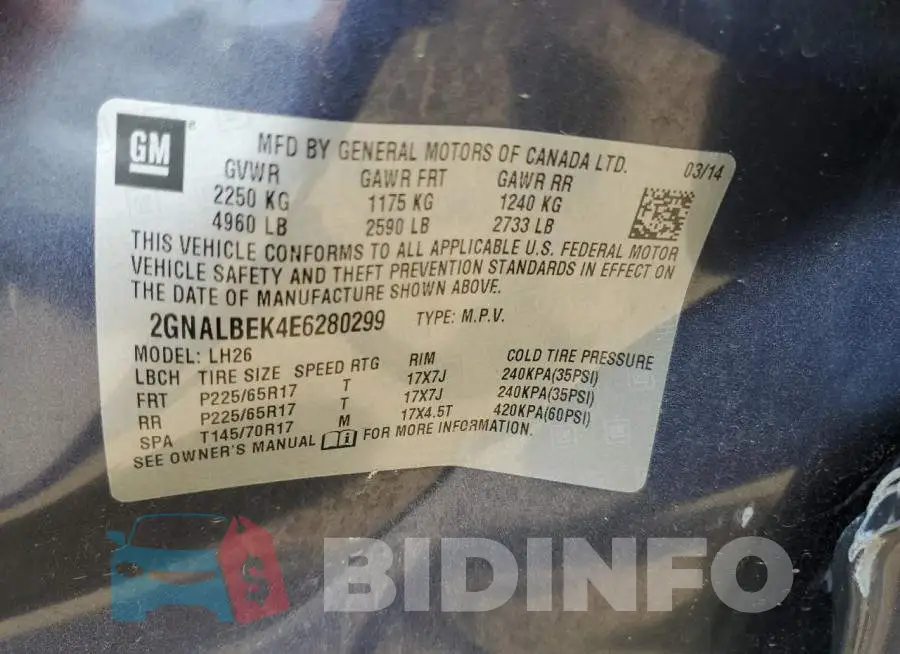 2GNALBEK4E6280299 Photo# 12
