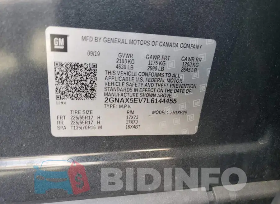 2GNAX5EV7L6144455 Photo# 12