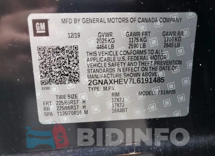 2GNAXHEV7L6191485 Photo# 13