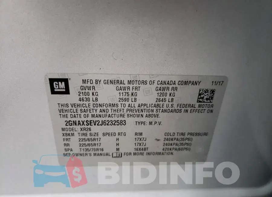 2GNAXSEV2J6232583 Photo# 13