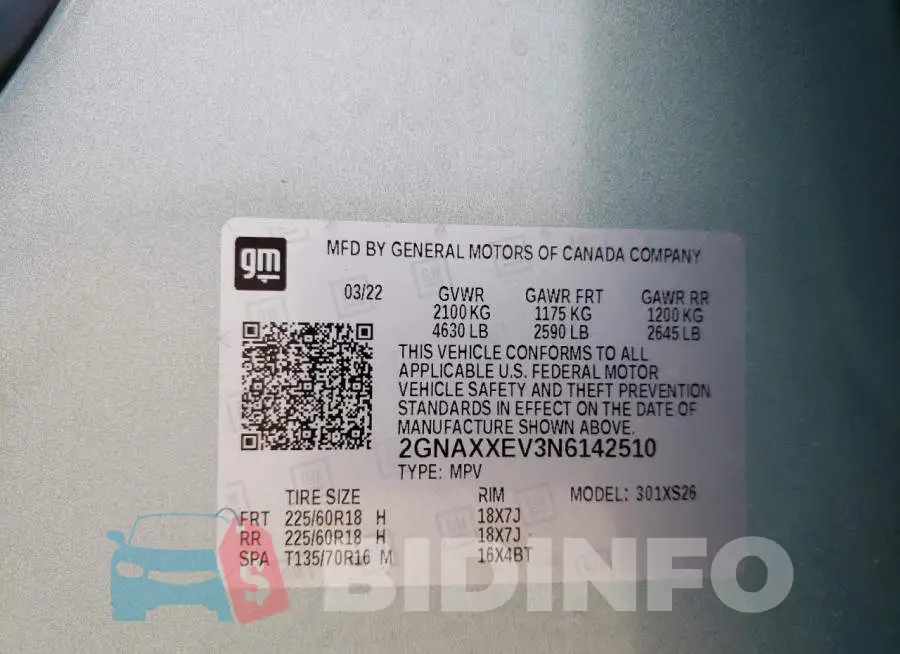 2GNAXXEV3N6142510 Photo# 14