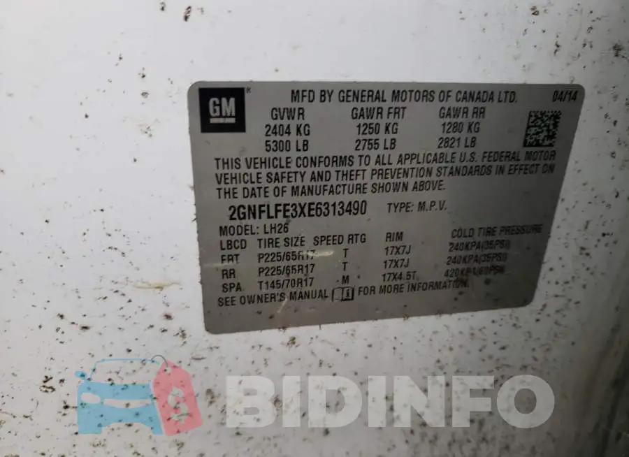 2GNFLFE3XE6313490 Photo# 13