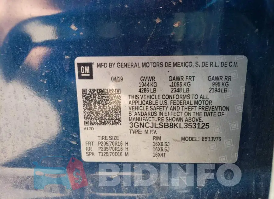 3GNCJLSB8KL353125 Photo# 13