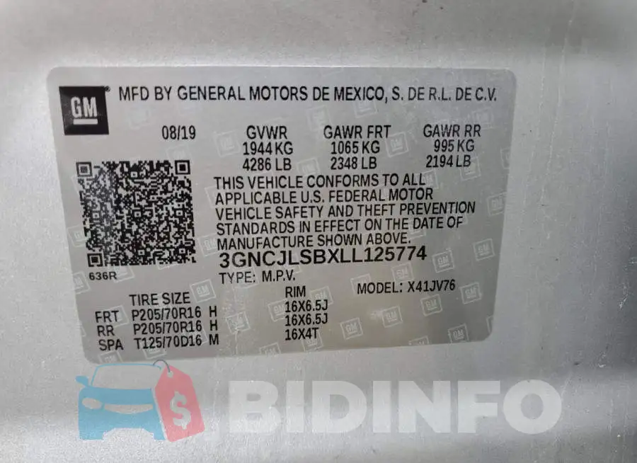 3GNCJLSBXLL125774 Photo# 12