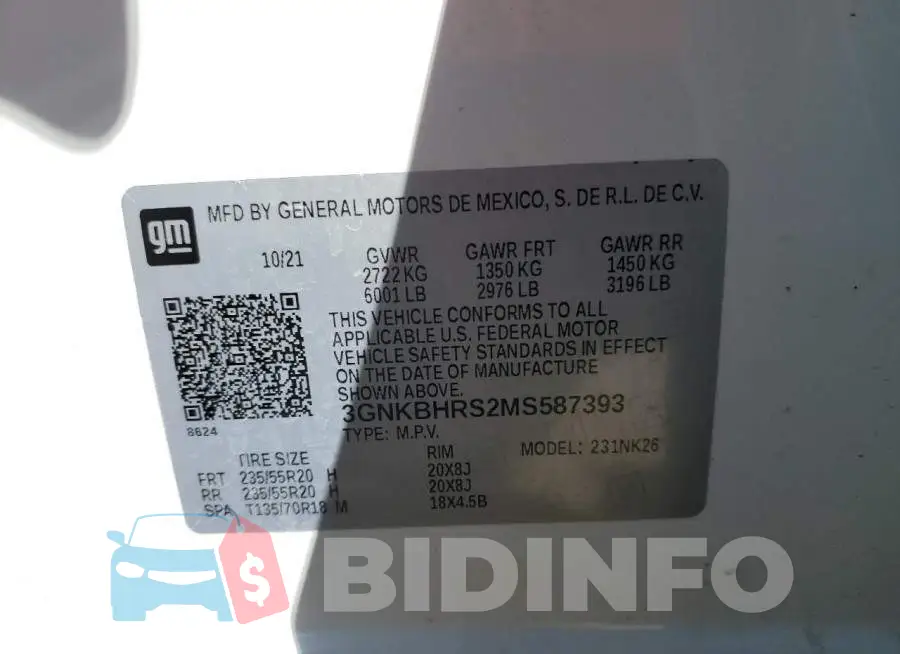 3GNKBHRS2MS587393 Photo# 12