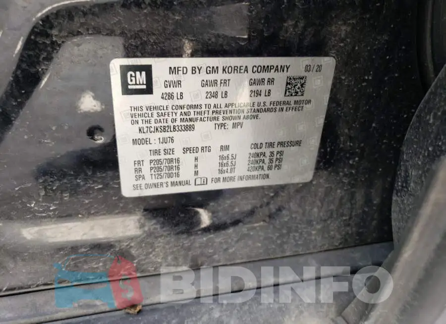 KL7CJKSB2LB333889 Photo# 14