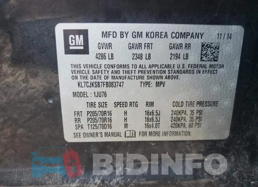 KL7CJKSB7FB083747 Photo# 13