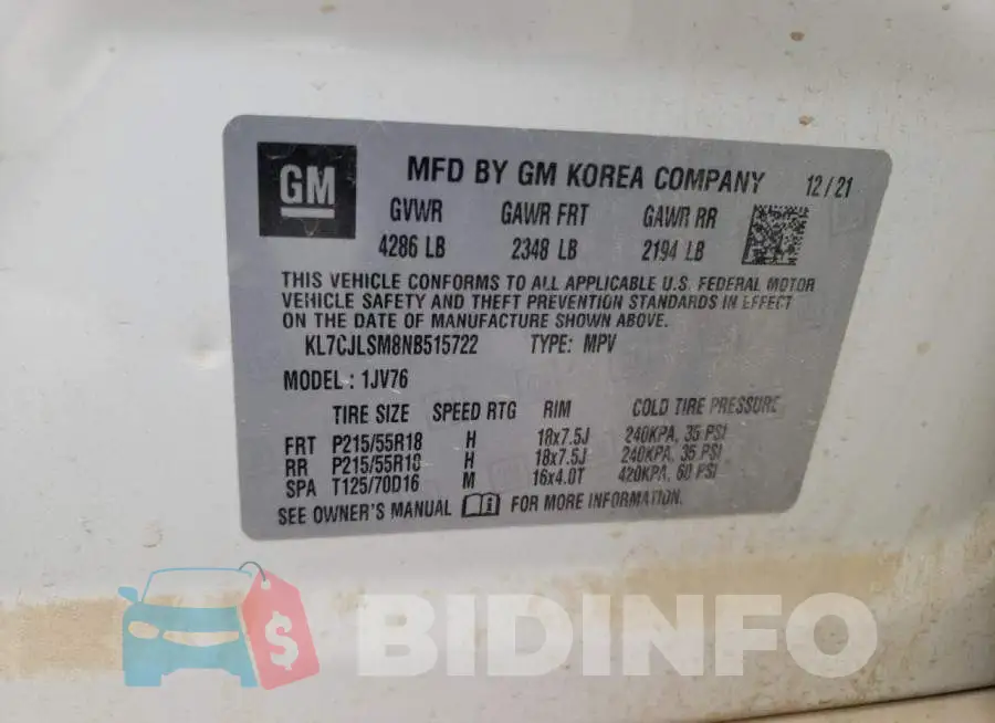 KL7CJLSM8NB515722 Photo# 13