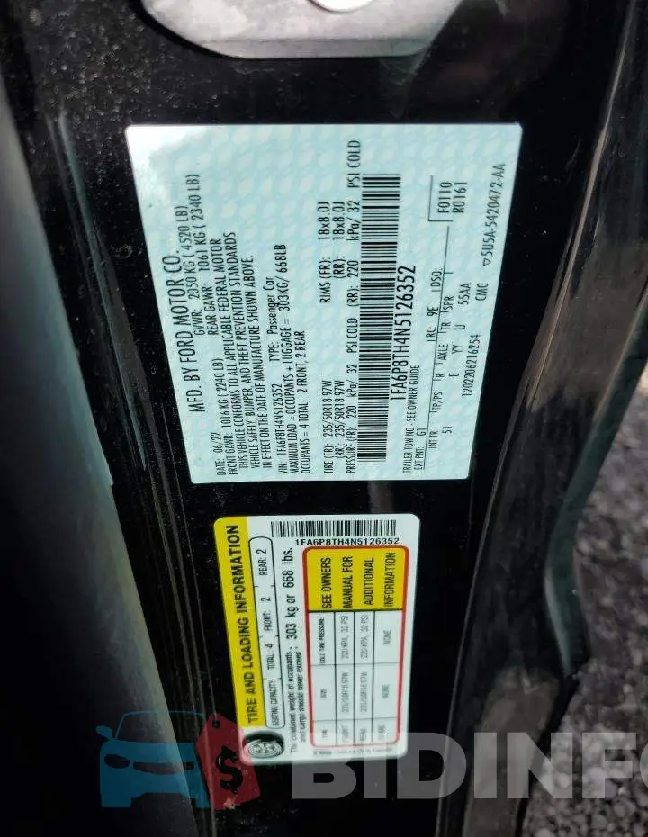 1FA6P8TH4N5126352 Photo# 12