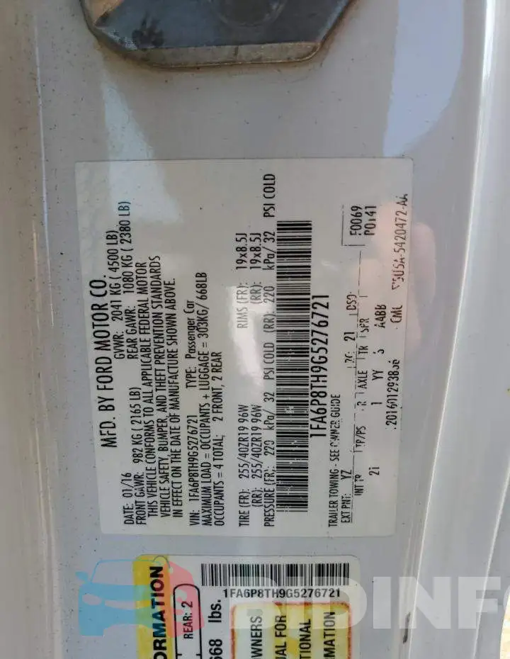 1FA6P8TH9G5276721 Photo# 12