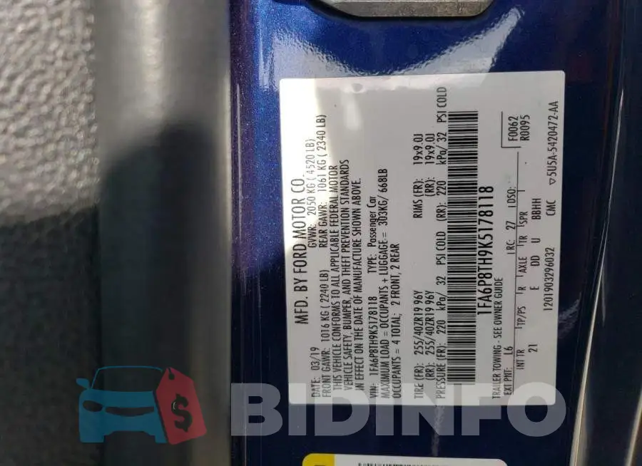 1FA6P8TH9K5178118 Photo# 12