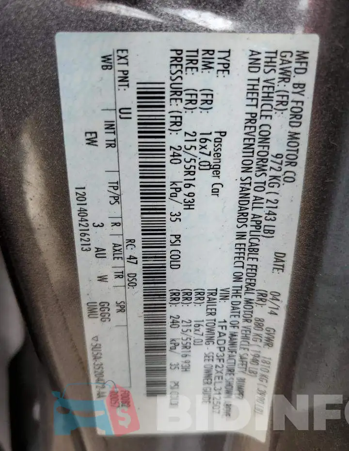1FADP3F2XEL312507 Photo# 12