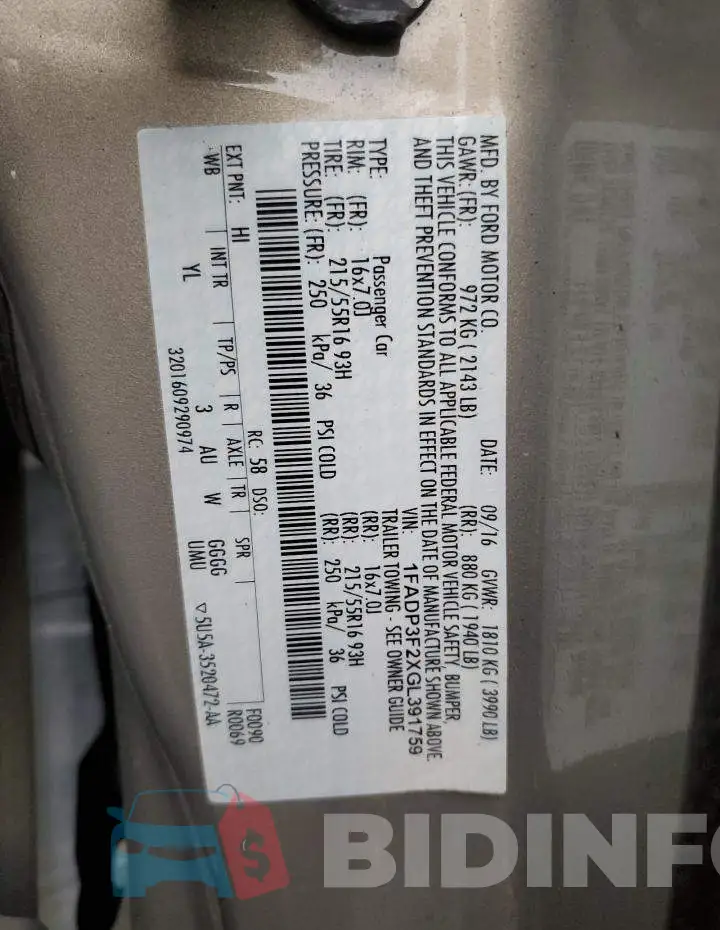 1FADP3F2XGL391759 Photo# 12