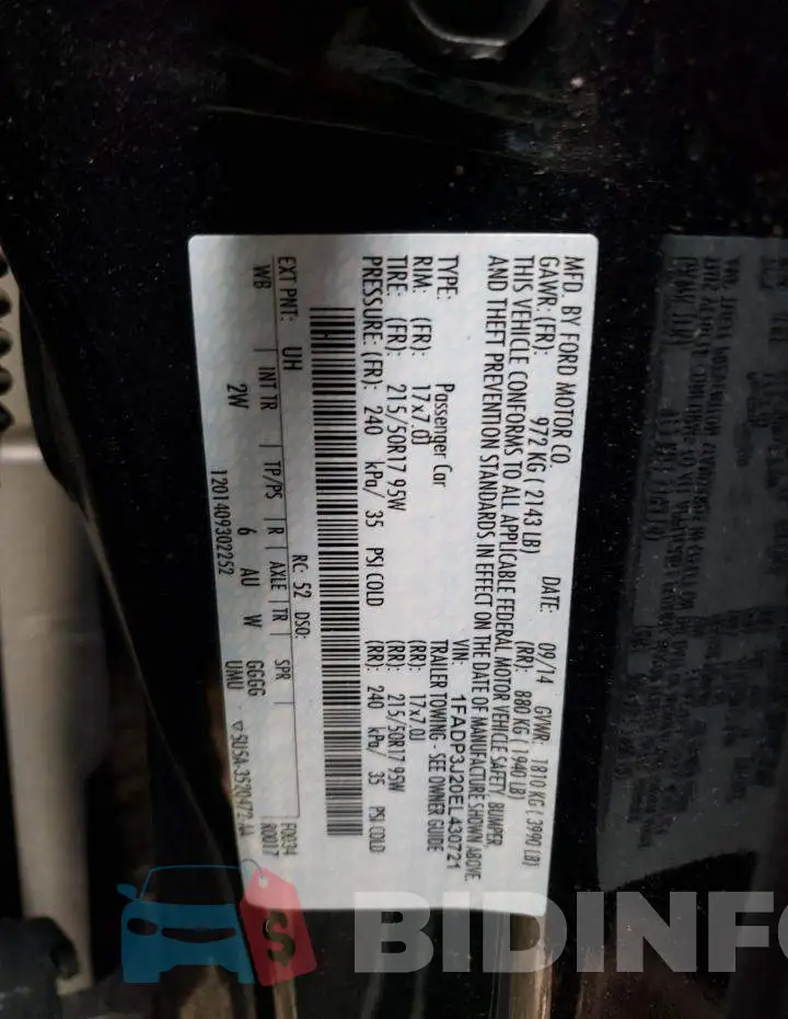 1FADP3J20EL430721 Photo# 12