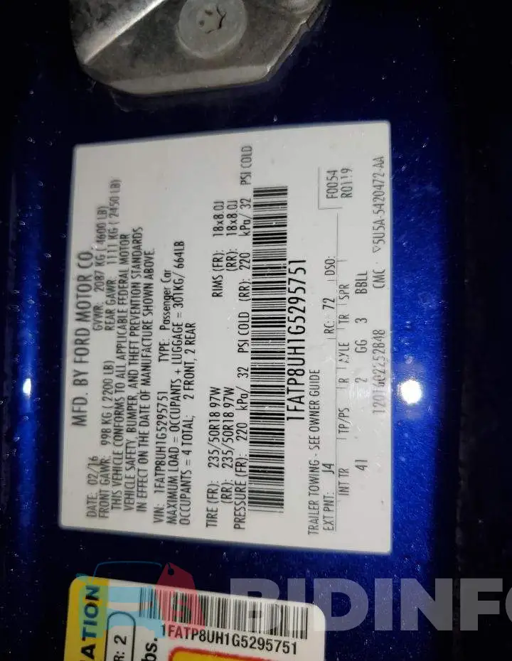 1FATP8UH1G5295751 Photo# 13