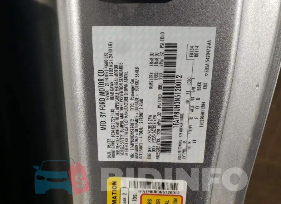 1FATP8UH3N5120012 Photo# 13