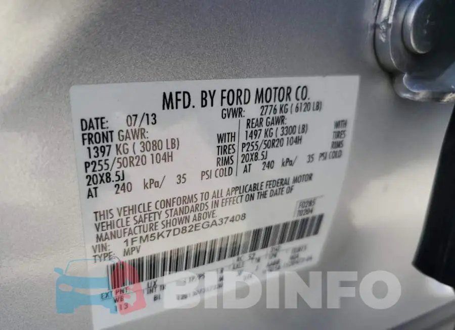 1FM5K7D82EGA37408 Photo# 12