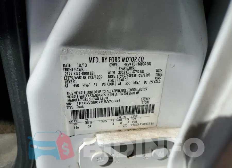 1FT8W3B67EEA76331 Photo# 12