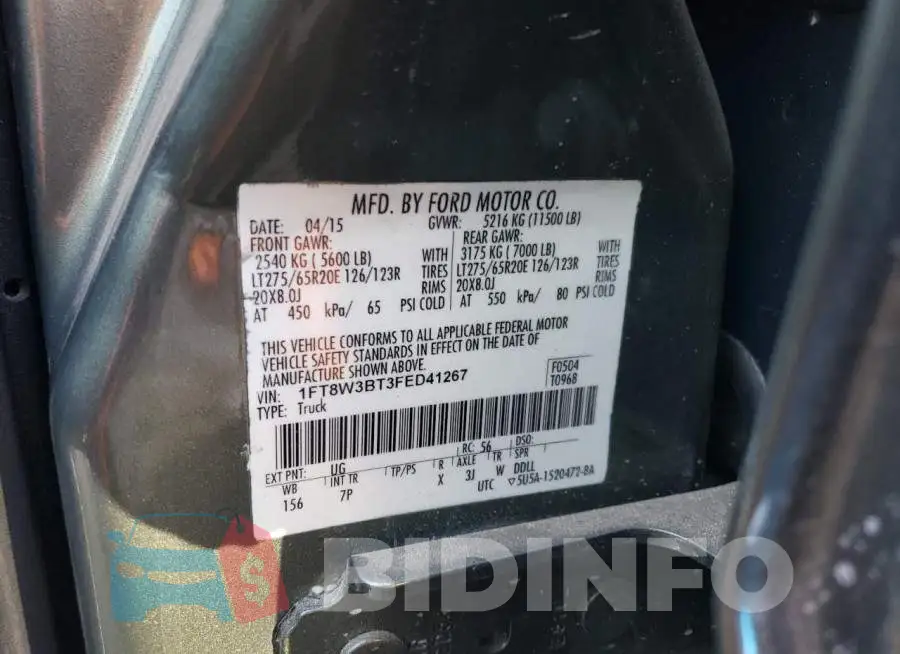 1FT8W3BT3FED41267 Photo# 12