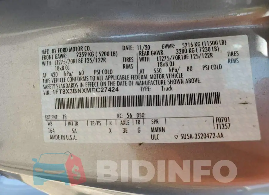 1FT8X3BNXMEC27424 Photo# 12