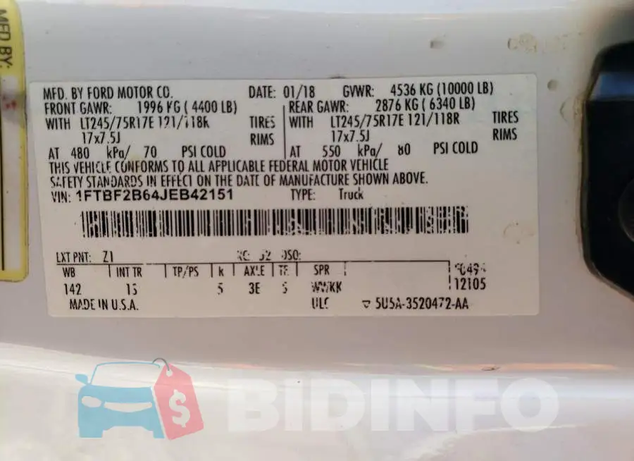 1FTBF2B64JEB42151 Photo# 13