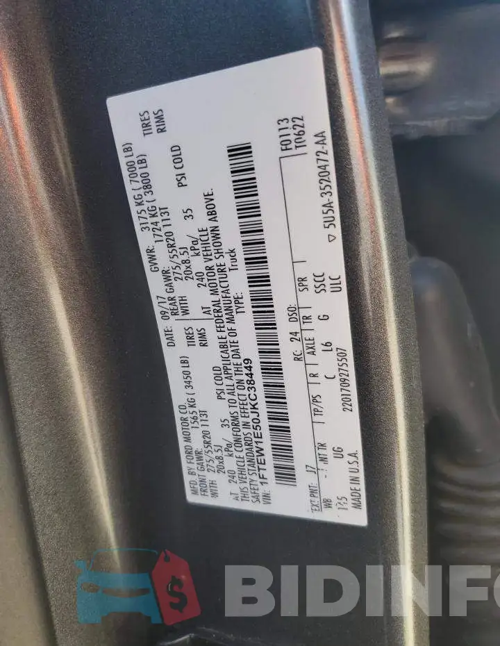 1FTEW1E50JKC38449 Photo# 13