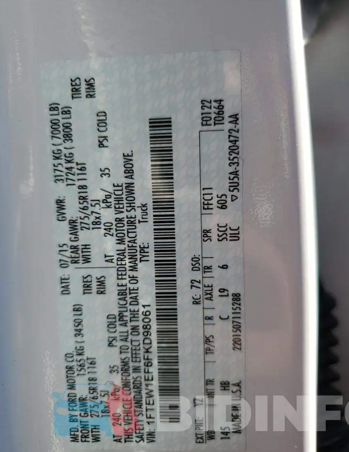 1FTEW1EF6FKD98061 Photo# 12