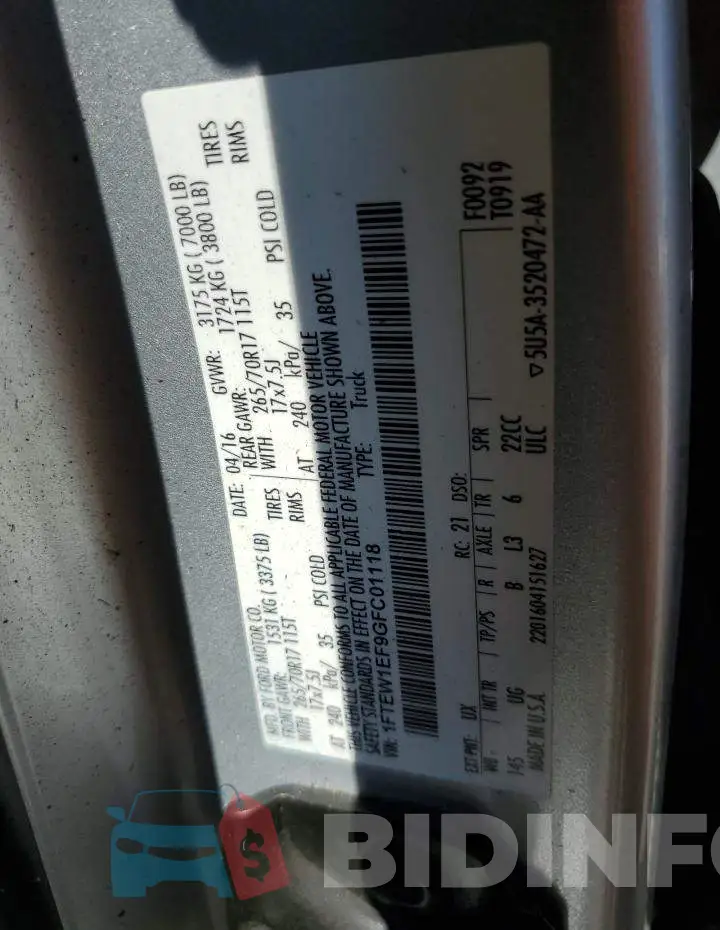 1FTEW1EF9GFC01118 Photo# 12