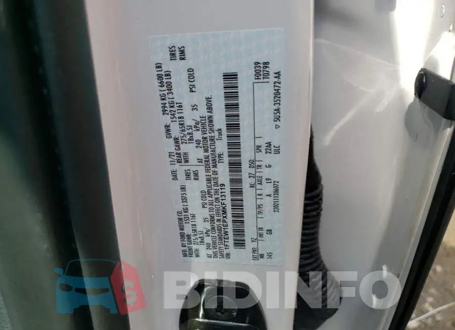 1FTEW1EPXMKF13119 Photo# 12