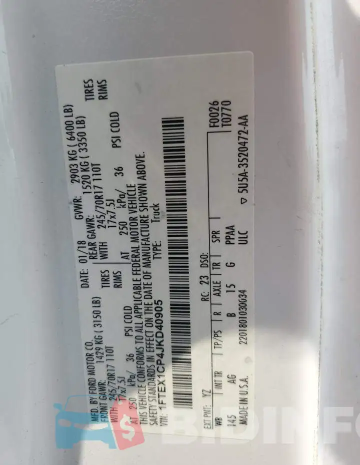 1FTEX1CP4JKD40905 Photo# 12