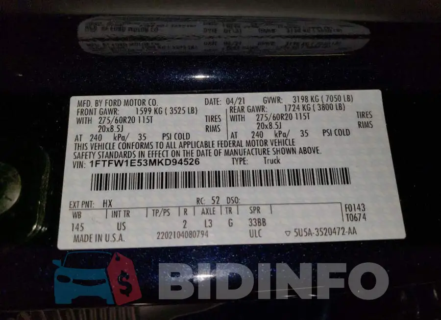 1FTFW1E53MKD94526 Photo# 12