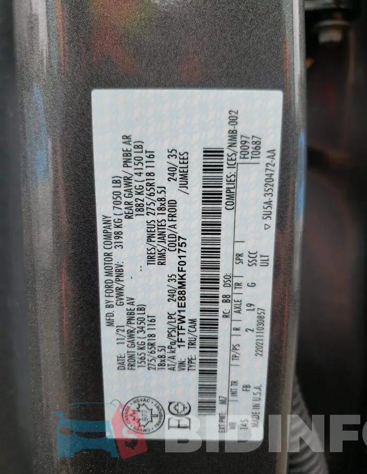 1FTFW1E88MKF01757 Photo# 12