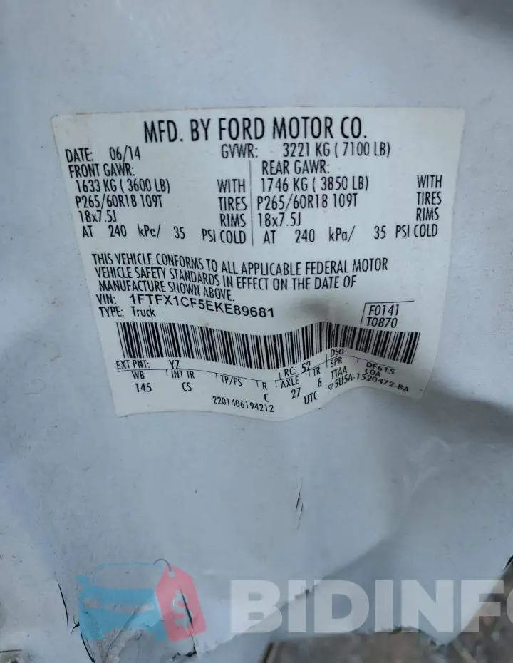 1FTFX1CF5EKE89681 Photo# 12