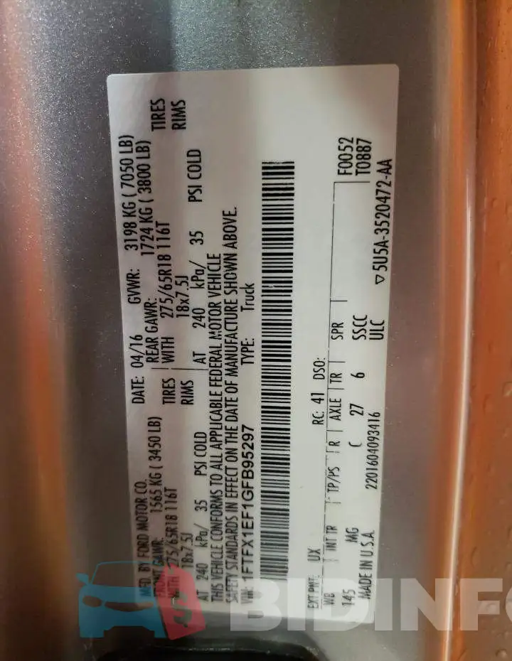1FTFX1EF1GFB95297 Photo# 12