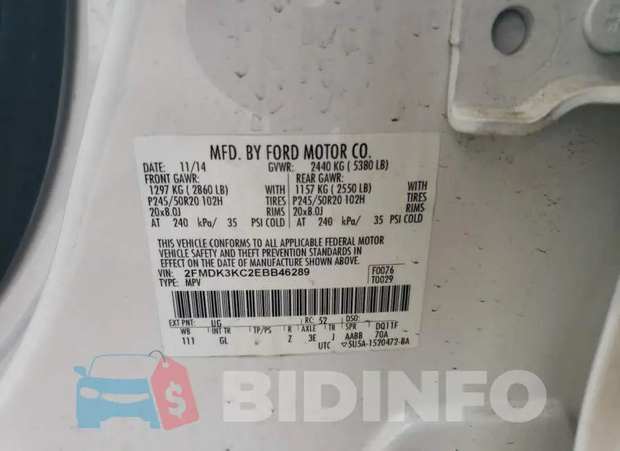 2FMDK3KC2EBB46289 Photo# 13