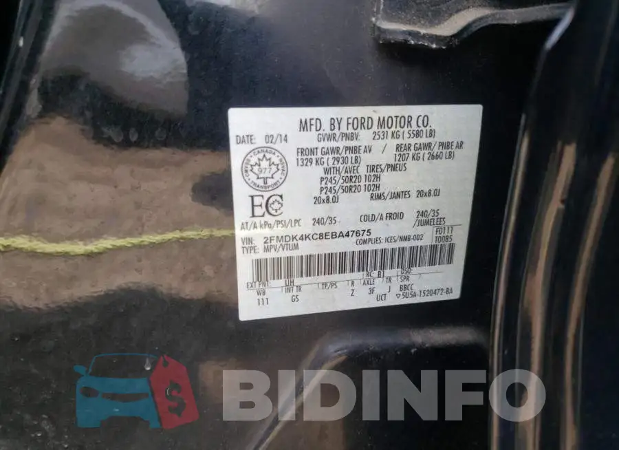 2FMDK4KC8EBA47675 Photo# 13