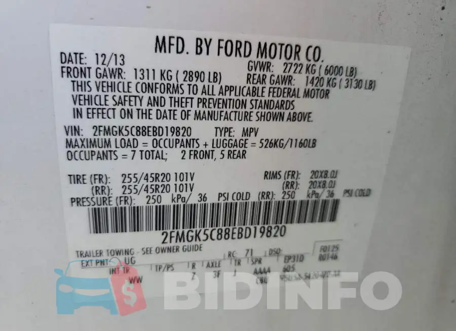 2FMGK5C88EBD19820 Photo# 14