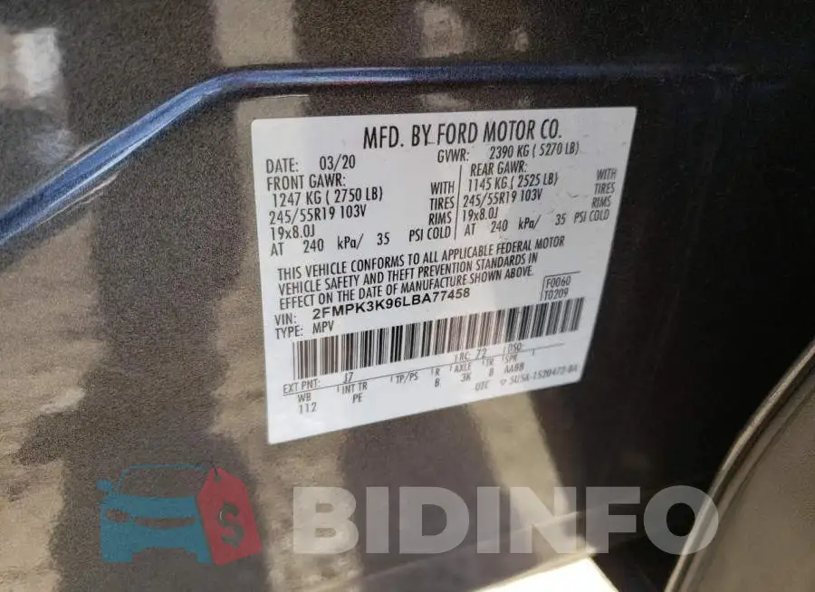 2FMPK3K96LBA77458 Photo# 14
