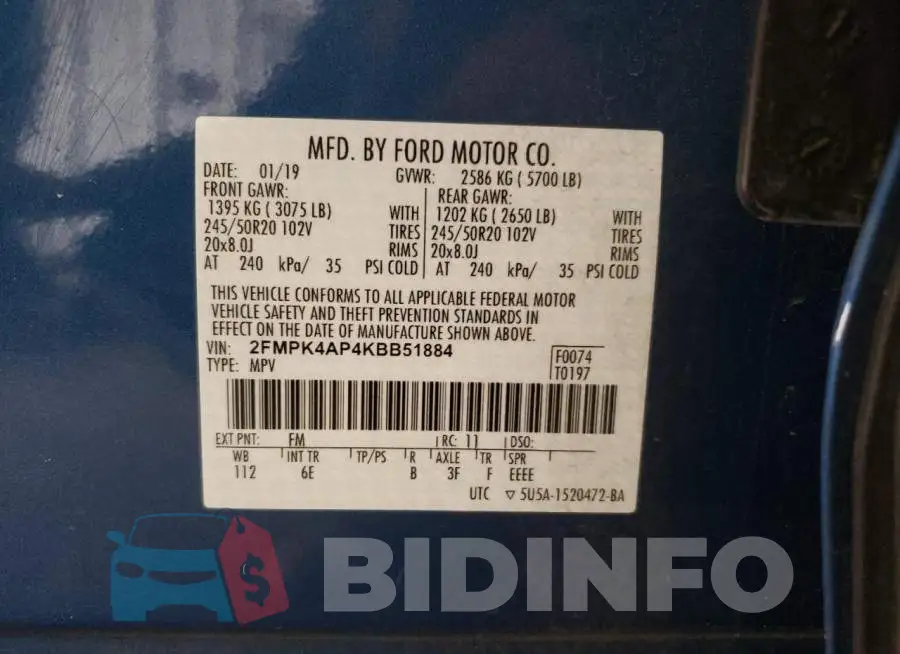 2FMPK4AP4KBB51884 Photo# 14