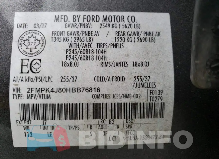 2FMPK4J80HBB76816 Photo# 13