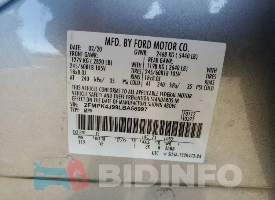 2FMPK4J99LBA56997 Photo# 12