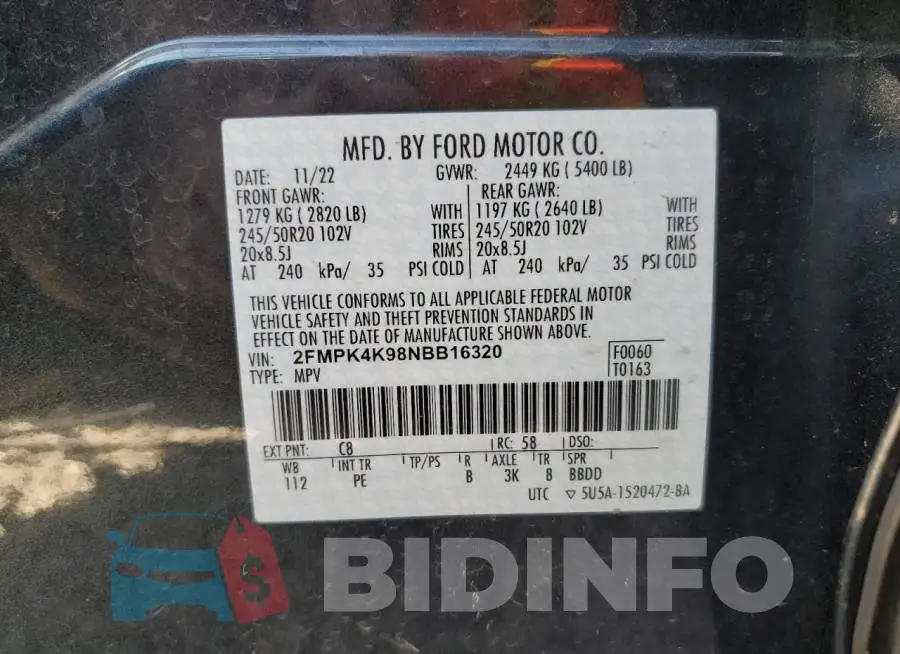 2FMPK4K98NBB16320 Photo# 13