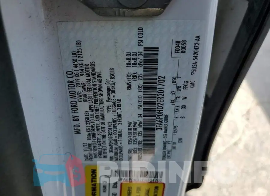 3FA6P0HD2ER201702 Photo# 13