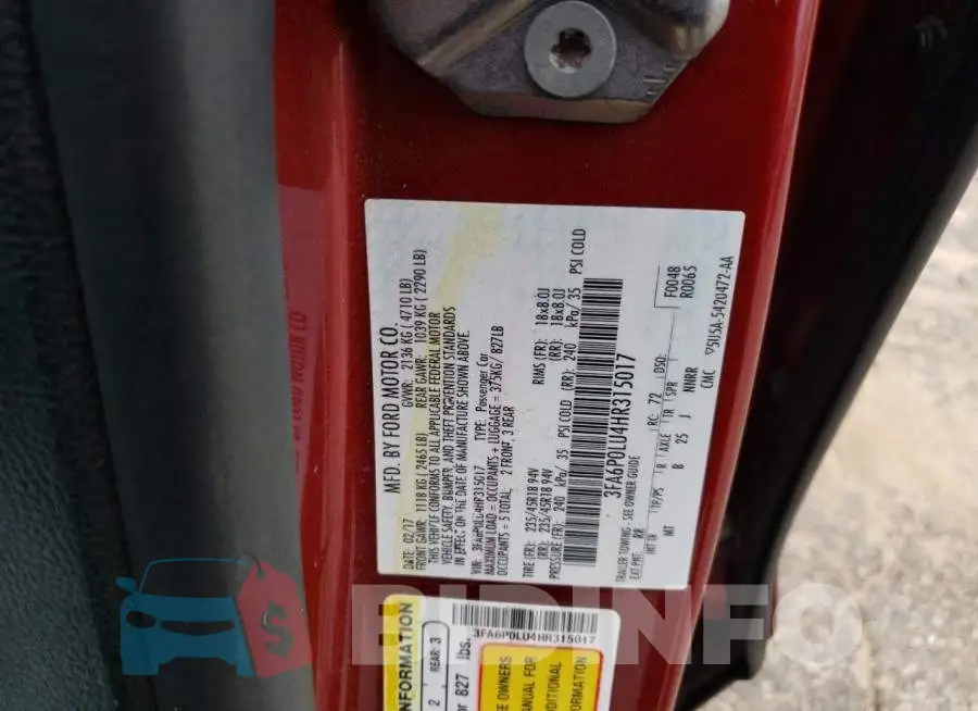 3FA6P0LU4HR315017 Photo# 12