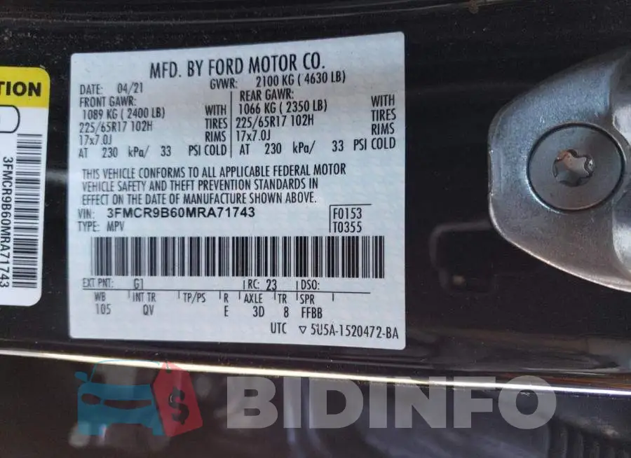 3FMCR9B60MRA71743 Photo# 14