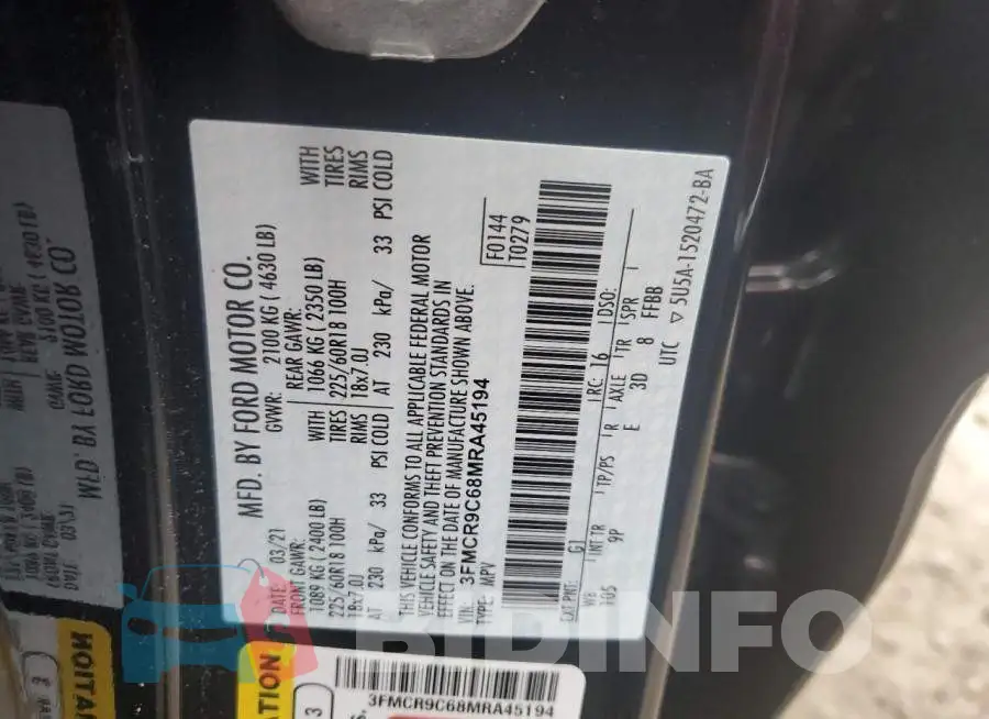 3FMCR9C68MRA45194 Photo# 14
